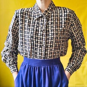 90s Funky Abstract Button Up Blouse Vintage